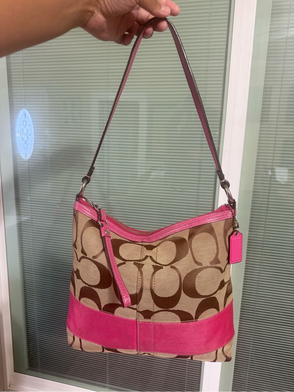 Coach pink and brown purse